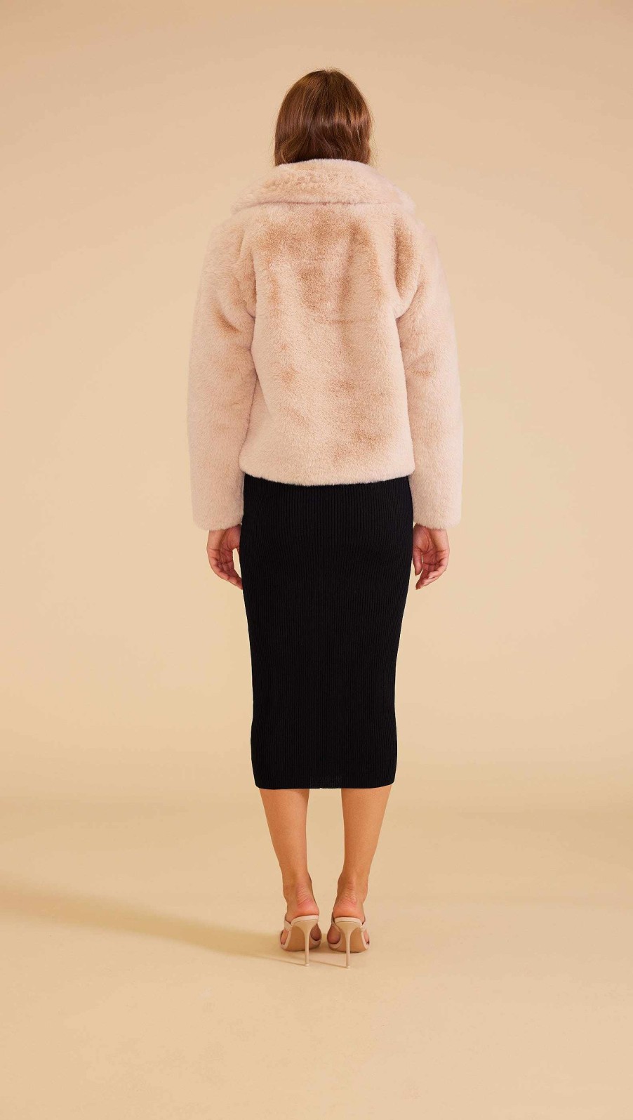 Clothing MINKPINK | Naomi Faux Fur Jacket Oatmeal